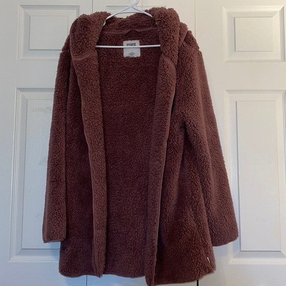 PINK Victoria's Secret Jackets & Blazers - NWOT PINK SHERPA CARDIGAN